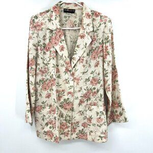Vintage Sag Harbor Linen Blend Floral Blazer Women's 10P